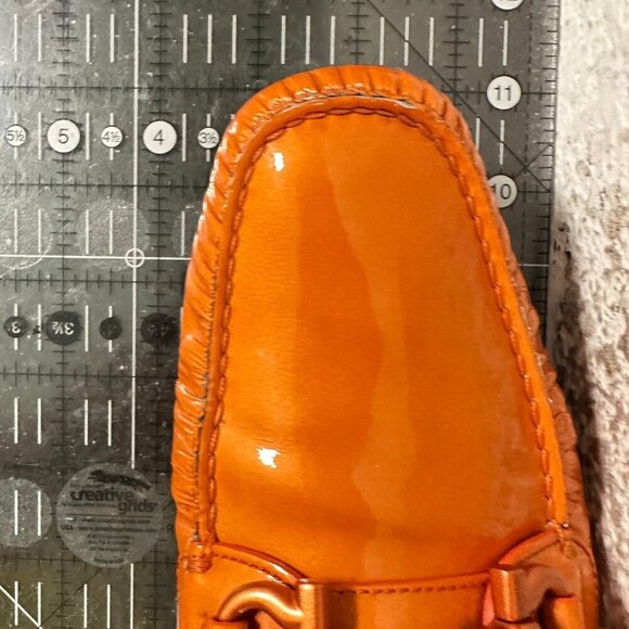 Salvatore Ferragamo Men Size 8.5M Orange Patent Leather Horsebit Loafer Shoes main image 4